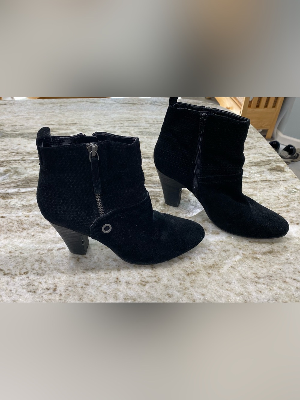 Nine West Black Suede Ankle Boots with Side Zip size 6.5M